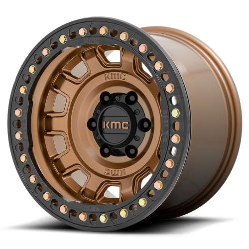 17" KMC KM236 Tank Beadlock 17x9 5x5.0 Matte Bronze Wheel -15mm Rim