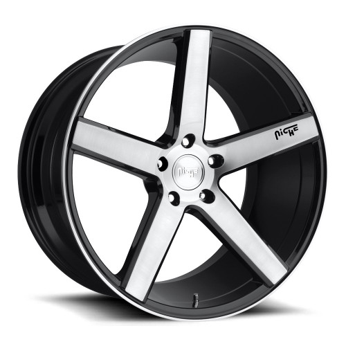20" Niche 1PC M124 MILAN GLOSS BLACK BRUSHED 20x8.5 5X112 Wheel 34mm Rim