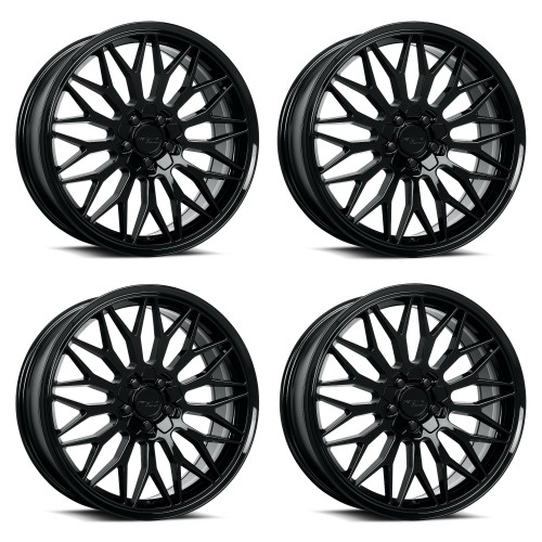 Set 4 17" Katana Wheels KR05  17x7.5 5x100 5x4.5 40mm Glossy Black Racing Rims