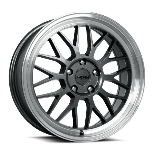 Set 4 18" Katana Wheels KR06 18x8 5x100 40mm Glossy Gunmetal Machine Lip Rims