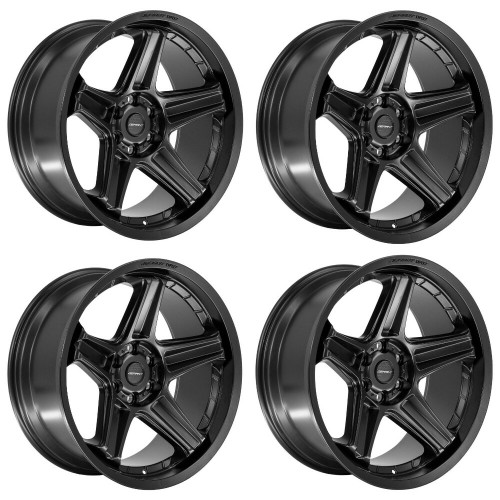 Set 4 20" Defiant DF07 Satin Black 20x10.5 Wheels 5x115 26mm Replica Rims