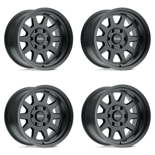 Set 4 17" Black Rhino Stadium 17x8 5x130 Matte Black Wheels 45mm Offroad Rims