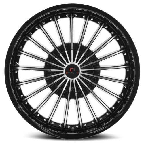 22" Cavallo CLV-32 Gloss Black & Machined Wheel 22x8.5 5x112 5x4.5 38mm Rim