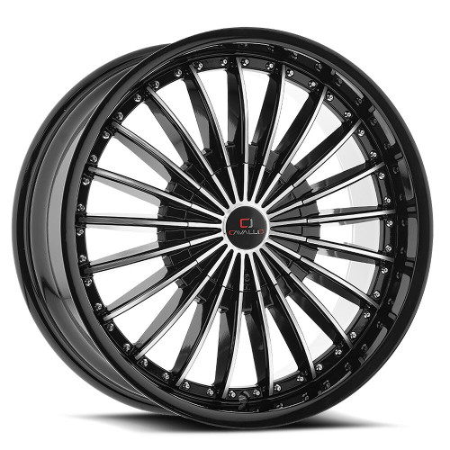 22" Cavallo CLV-32 Gloss Black & Machined Wheel 22x8.5 5x4.5 5x120 38mm Rim