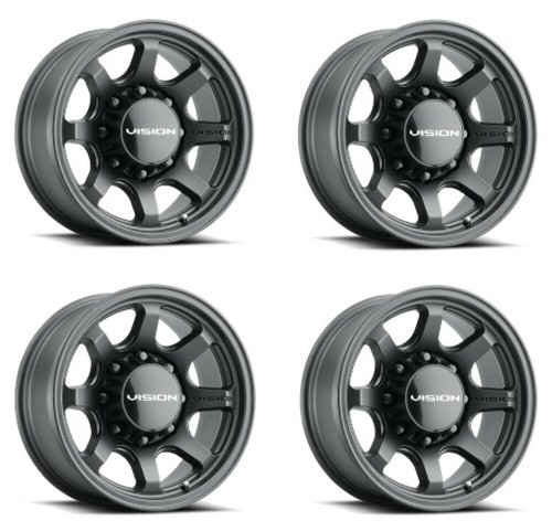Set 4 20" Vision Off Road 351 Flow Satin Black 20x9 Wheels 8x180 12mm Rims