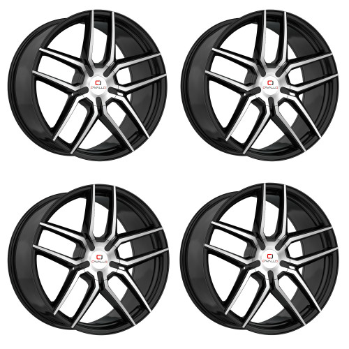 Set 4 22" Cavallo CLV-55 Gloss Black & Machined 22x9.5 Wheels 6x135 6x5.5 25mm