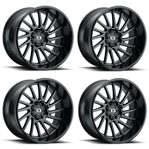Set 4 22" Vision 306 Rapier Gloss Black Milled 22x10 Wheels 6x135 -19mm Rims