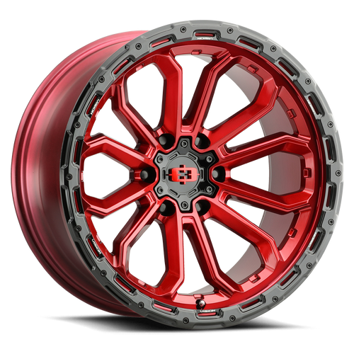 18" Vision Off Road 405 Korupt Gloss Red w/ Black Lip 18x9 Wheel 6x120 12mm Rim