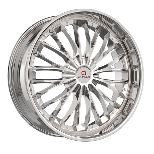 22" Cavallo CLV-42 Nano Chrome 22x8.5 Wheel 5x112 5x4.5 38mm Rim