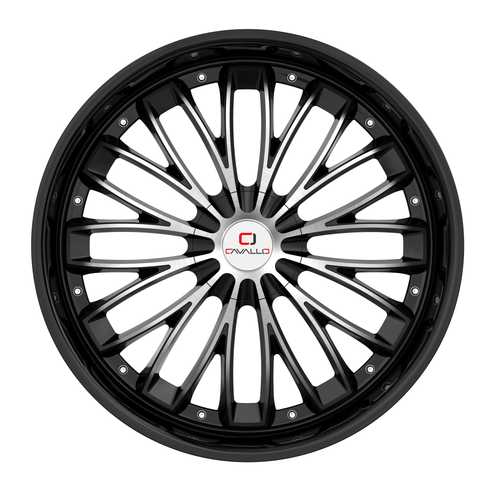 22" Cavallo CLV-42 Gloss Black & Machined 22x8.5 Wheel 5x4.5 5x120 38mm Rim