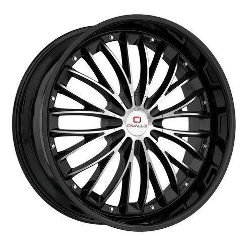Set 4 22" Cavallo CLV-42 Gloss Black & Machined 22x8.5 Wheels 5x112 5x4.5 38mm