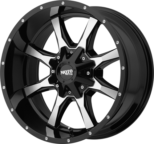 17" Moto Metal MO970 Gloss Black Machined Face 17x9 5x5.0 5x5.5 Wheel -12mm Rim