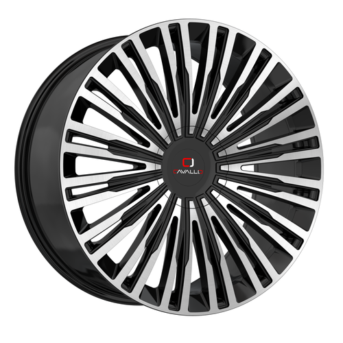 22" Cavallo CLV-48 Gloss Black & Machined Wheel 22x9.5 5x115 5x120 15mm Rim