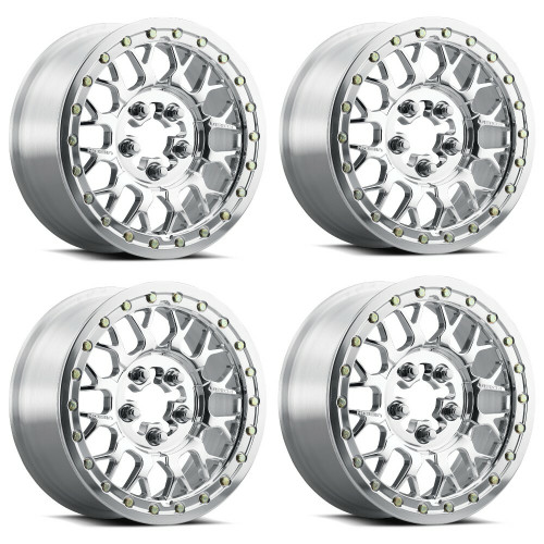 Set 4 15" Vision ATV 346 Storm Polished Beadlock Forged 15x10 Wheels 4x136 0mm