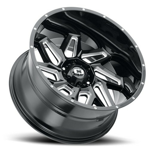 18" Vision Off Road 361 Spyder Gloss Black Milled 18x9 Wheel 6x5.5 Rim 12mm