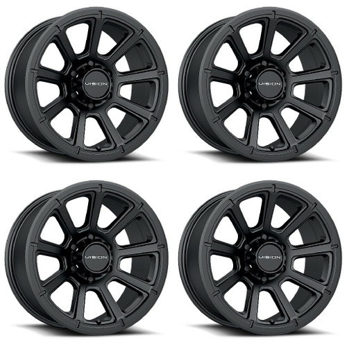 Set 4 14" Vision HD Trailer 353 Turbine Matte Black 14x5.5 Wheels 5x4.5 0mm Rims