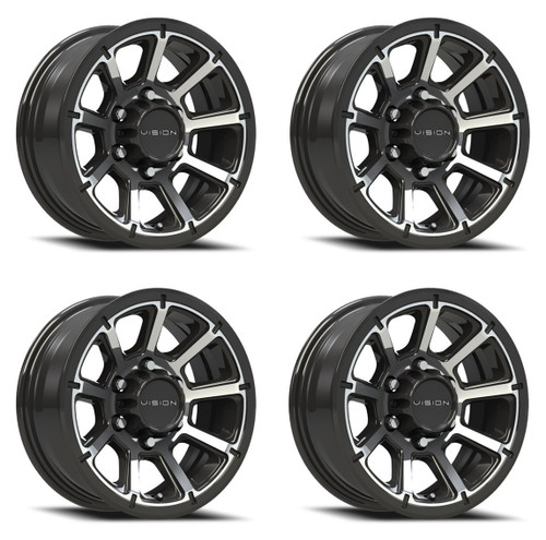 Set 4 14" Vision HD 353 Turbine Gloss Black Machined 14x5.5 Wheels 5x4.5 Rim 0mm
