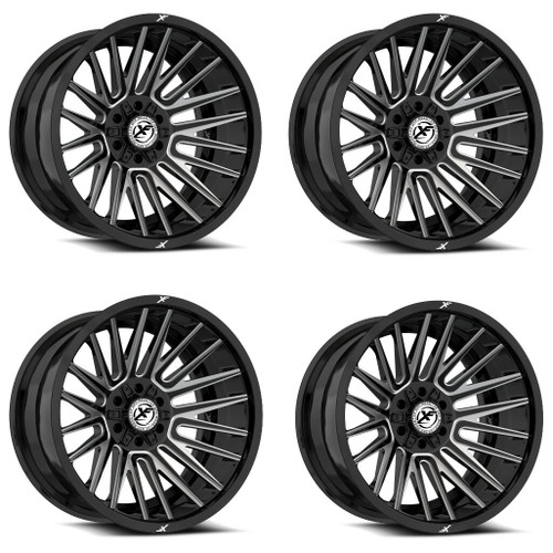 Set 4 17" XF Off-Road XF-234 Gloss Black & Milled 17x9 Wheels 5x5 5x5.5 12mm Rim