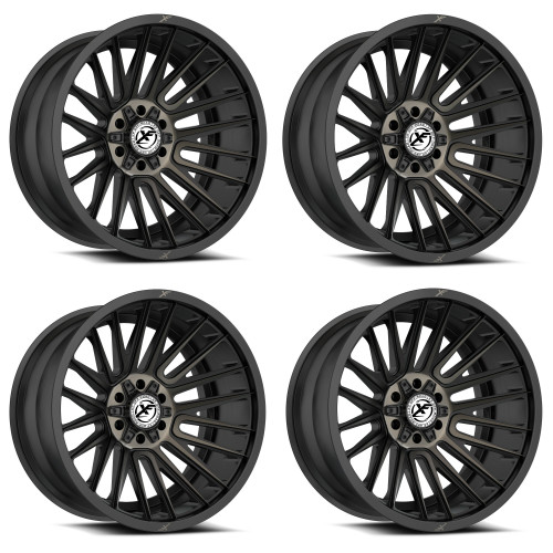Set 4 20" XF Off-Road XF-234 Black & Bronze Machined DDT 20x9 5x5 5x5.5 0mm Rims