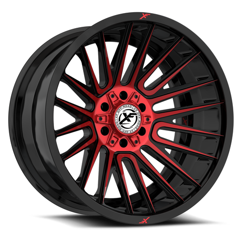 Set 4 22" XF Off-Road XF-234 Black & Red Machined 22x12 Wheels 8x6.5 8x170 -44mm