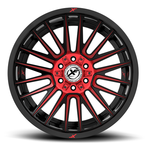 20" XF Off-Road XF-234 Gloss Black & Red Machined 20x9 Wheel 5x5 5x5.5 0mm Rim