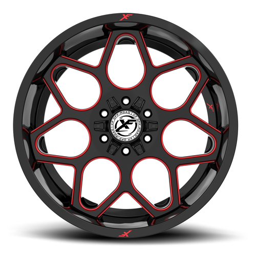 20" XF Off-Road XF-233 Gloss Black Red Milled 20x10 Wheel 8x6.5 8x170 -12mm Rim
