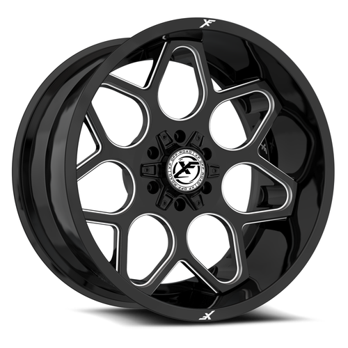 Set 4 20" XF Off-Road XF-233 Gloss Black & Milled 20x9 Wheels 5x5 5x5.5 0mm Rims