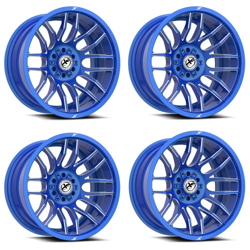 Set 4 20" XF Off-Road XF-232 Anodized Blue & Milled 20x10 8x6.5 8x170 -12mm Rims