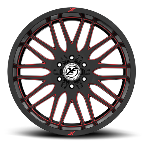 22" XF Off-Road XF-240 Gloss Black Red Milled 22x12 Wheel 6x135 6x5.5 -44mm Rim