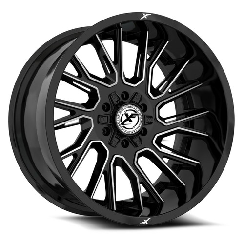 22" XF Off-Road XF-230 Gloss Black & Machined 22x12 Wheel 8x6.5 8x170 -44mm Rim