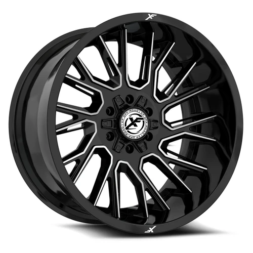 20" XF Off-Road XF-230 Gloss Black & Machined 20x10 Wheel 8x6.5 8x180 -24mm Rim