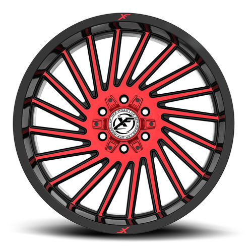 20" XF Off-Road XF-239 Gloss Black & Red Machined 20x9 Wheel 5x5 5x5.5 0mm Rim