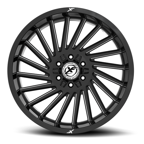 22" XF Off-Road XF-239 Gloss Black & Milled 22x12 Wheel 8x6.5 8x170 -44mm Rim