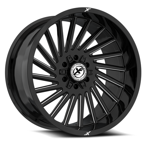 20" XF Off-Road XF-239 Gloss Black & Milled 20x9 Wheel 8x6.5 8x170 0mm Truck Rim