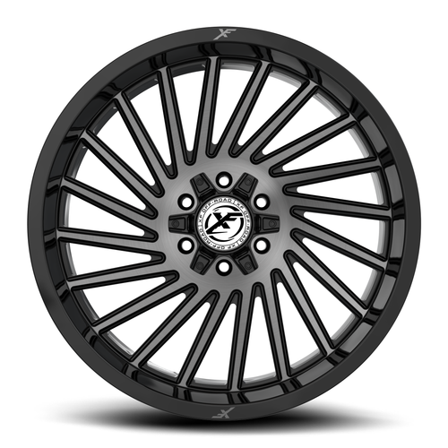 22" XF Off-Road XF-239 Gloss Black & Brushed DDT 22x12 Wheel 5x5 5x5.5 -44mm Rim