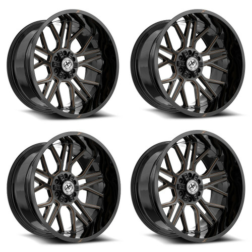 Set 4 20" XF Off-Road XF-235 Gloss Black Bronze Milled 20x9 Wheels 5x5 5x5.5 0mm