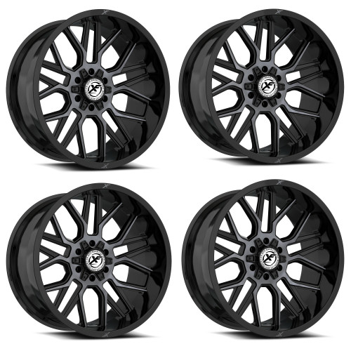 Set 4 22" XF Off-Road XF-235 Black Machined Titanium DDT 22x12 8x6.5 8x170 -44mm