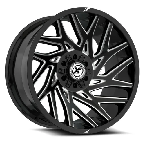 Set 4 20" XF Off-Road XF-229 Gloss Black & Milled 20x10 Wheels 6x135 6x5.5 -12mm