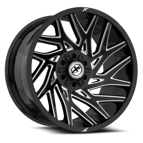 Set 4 20" XF Off-Road XF-229 Gloss Black & Milled 20x10 Wheels 5x5 5x5.5 -12mm