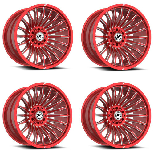 Set 4 20" XF Off-Road XF-231 Anodized Red & Milled 20x9 Wheels 6x135 6x5.5 12mm