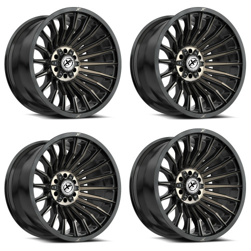 Set 4 17" XF Off-Road XF-231 Black Bronze Machined DDT 17x9 5x5 5x5.5 0mm Rims