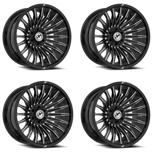 Set 4 22" XF Off-Road XF-231 Gloss Black & Milled 22x12 Wheels 6x135 6x5.5 -44mm