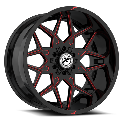 20" XF Off-Road XF-238 Gloss Black Red Milled 20x10 Wheel 6x135 6x5.5 -24mm Rim