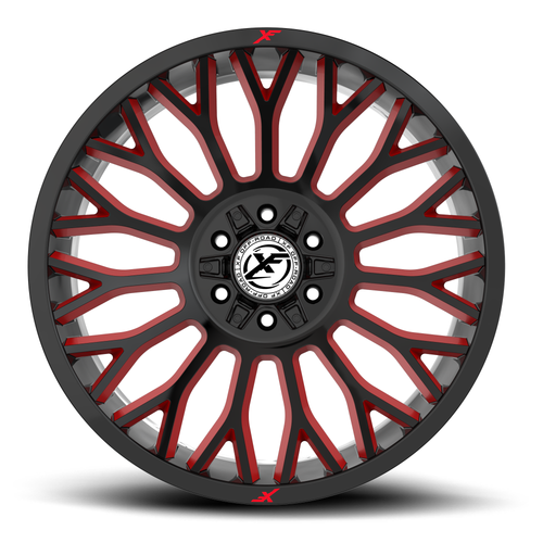 20" XF Off-Road XF-237 Gloss Black & Red Milled 20x9 Wheel 5x5 5x5.5 0mm Rim