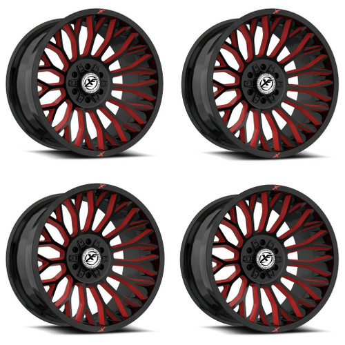 Set 4 20" XF Off-Road XF-237 Gloss Black Red Milled 20x10 6x135 6x5.5 -12mm Rims