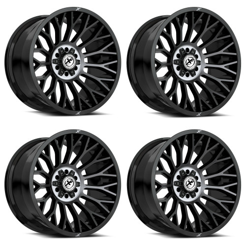 Set 4 20" XF Off-Road XF-237 Black Machined Titanium DDT 20x12 8x6.5 8x170 -44mm