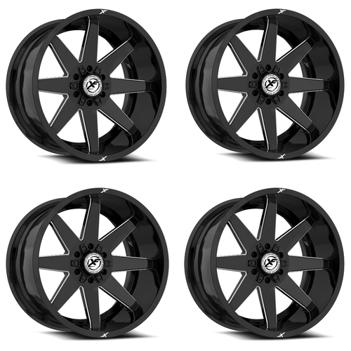 Set 4 24" XF Off-Road XF-236 Gloss Black Milled 24x14 Wheels 8x6.5 8x170 -76mm