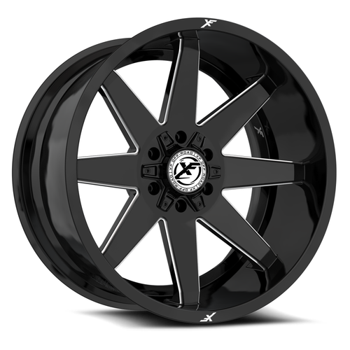 Set 4 24" XF Off-Road XF-236 Gloss Black Milled 24x14 Wheels 8x6.5 8x170 -76mm