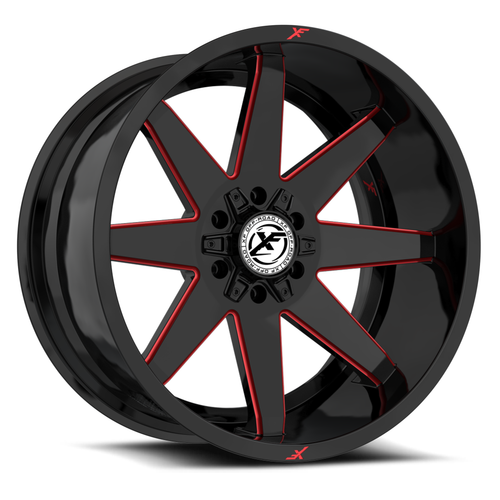 20" XF Off-Road XF-236 Gloss Black Red Milled 20x12 Wheel 8x6.5 8x170 -44mm Rim