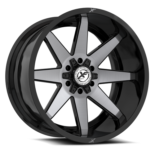 20" XF Off-Road XF-236 Gloss Black Brushed DDT 20x9 Wheel 5x5 5x5.5 12mm Rim